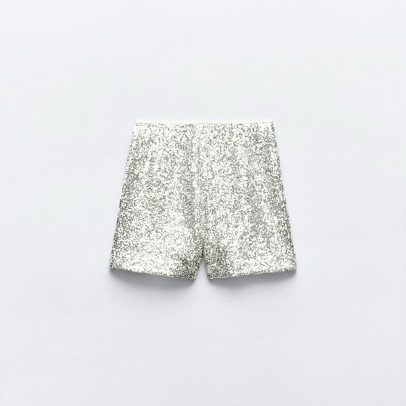 ZARA SEQUIN HIGH WAISTED SHORTS - Picture 6 of 8